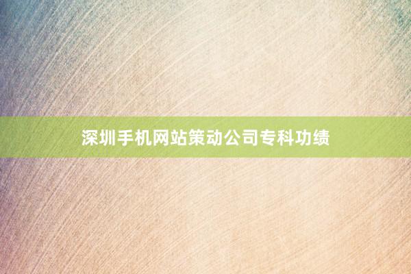 深圳手机网站策动公司专科功绩
