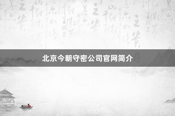 北京今朝守密公司官网简介