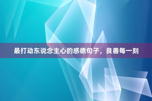 最打动东说念主心的感德句子，良善每一刻