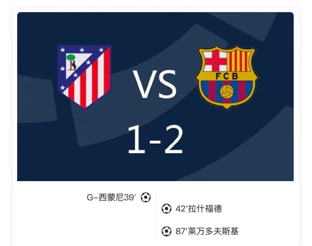 剑南春战报：马竞1-2巴萨，拉什福德扳平，莱万制胜